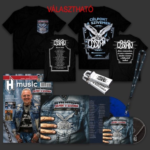 Ossian: Célpont a Szívemen DIGI CD + KÉK / FEKETE MARBLED LP + Pendrive + Póló Csomag