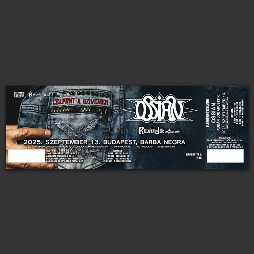 Ossian: Célpont a Szívemen Lemezbemutató Koncert Budapest, Barba Negra 2025.09.13. Koncertjegy